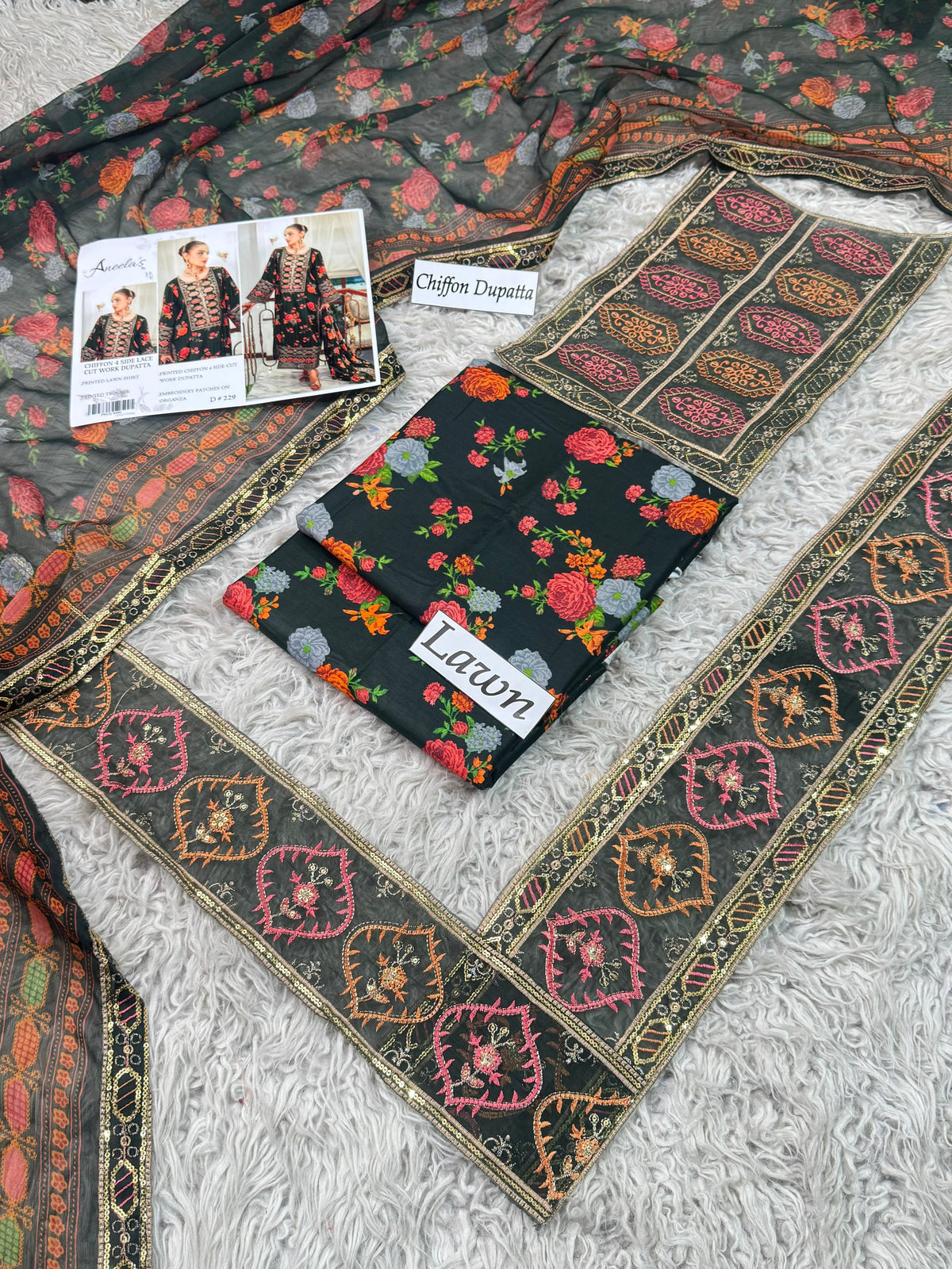 LAWN READY TO WEAR CHIFFON DUPATTA 3PC