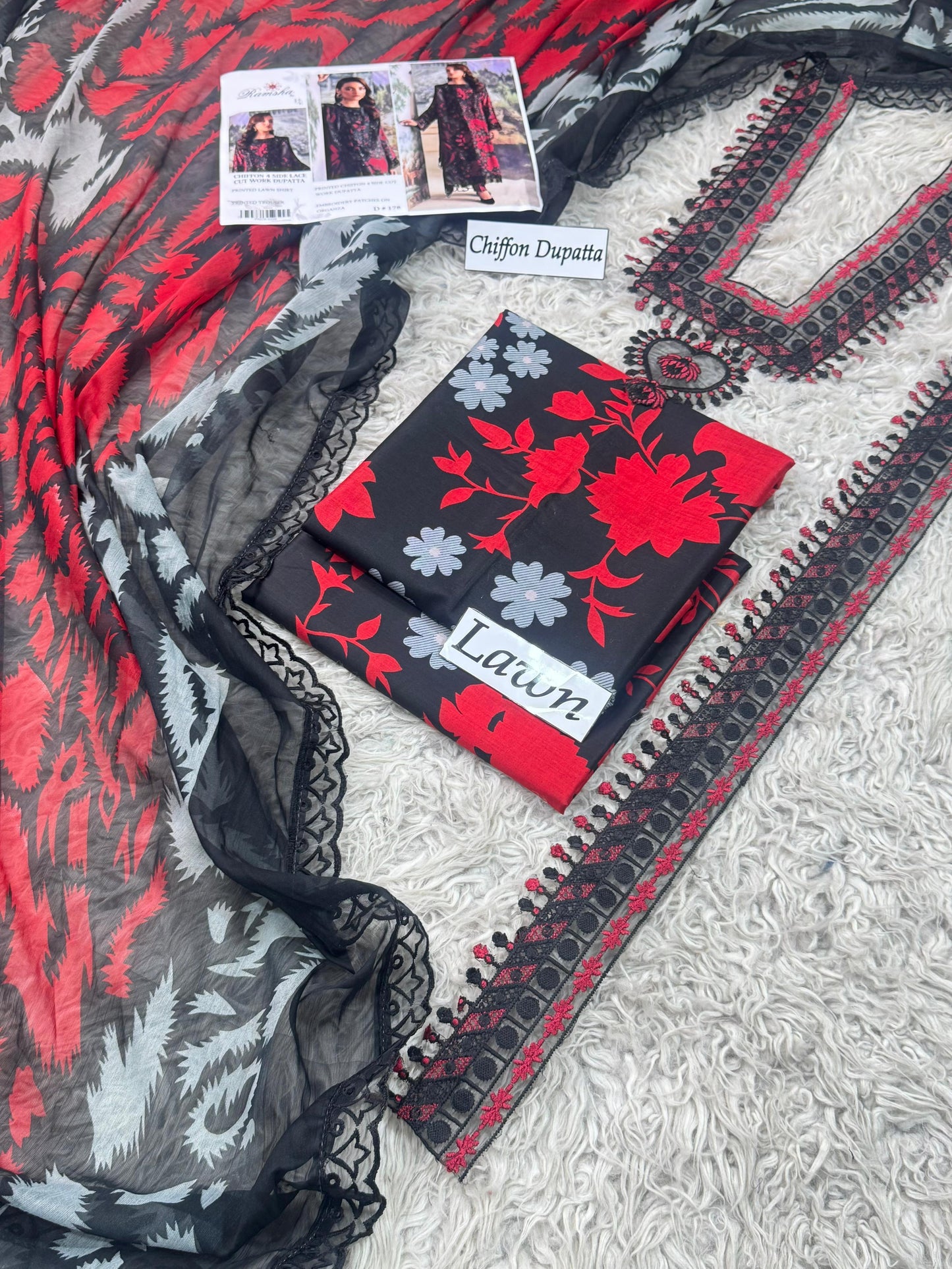 LAWN READY TO WEAR CHIFFON DUPATTA 3PC