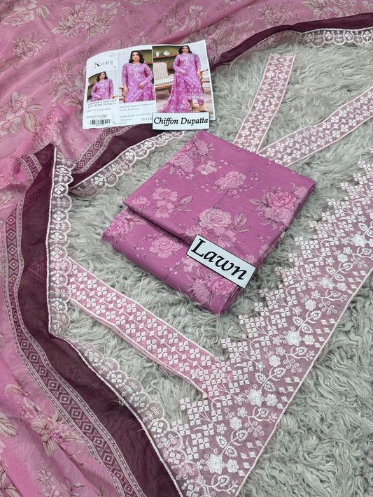 LAWN READY TO WEAR CHIFFON DUPATTA 3PC