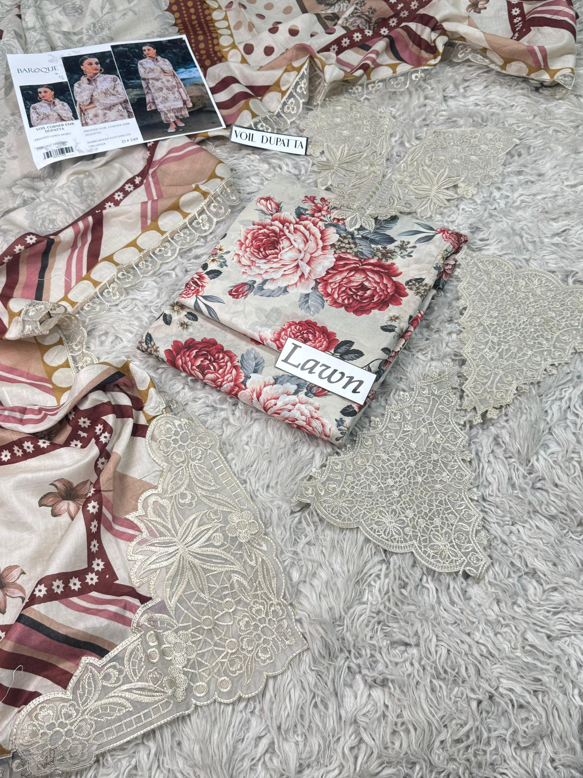LAWN READY TO WEAR DUPATTA  UNSTICH 3PC