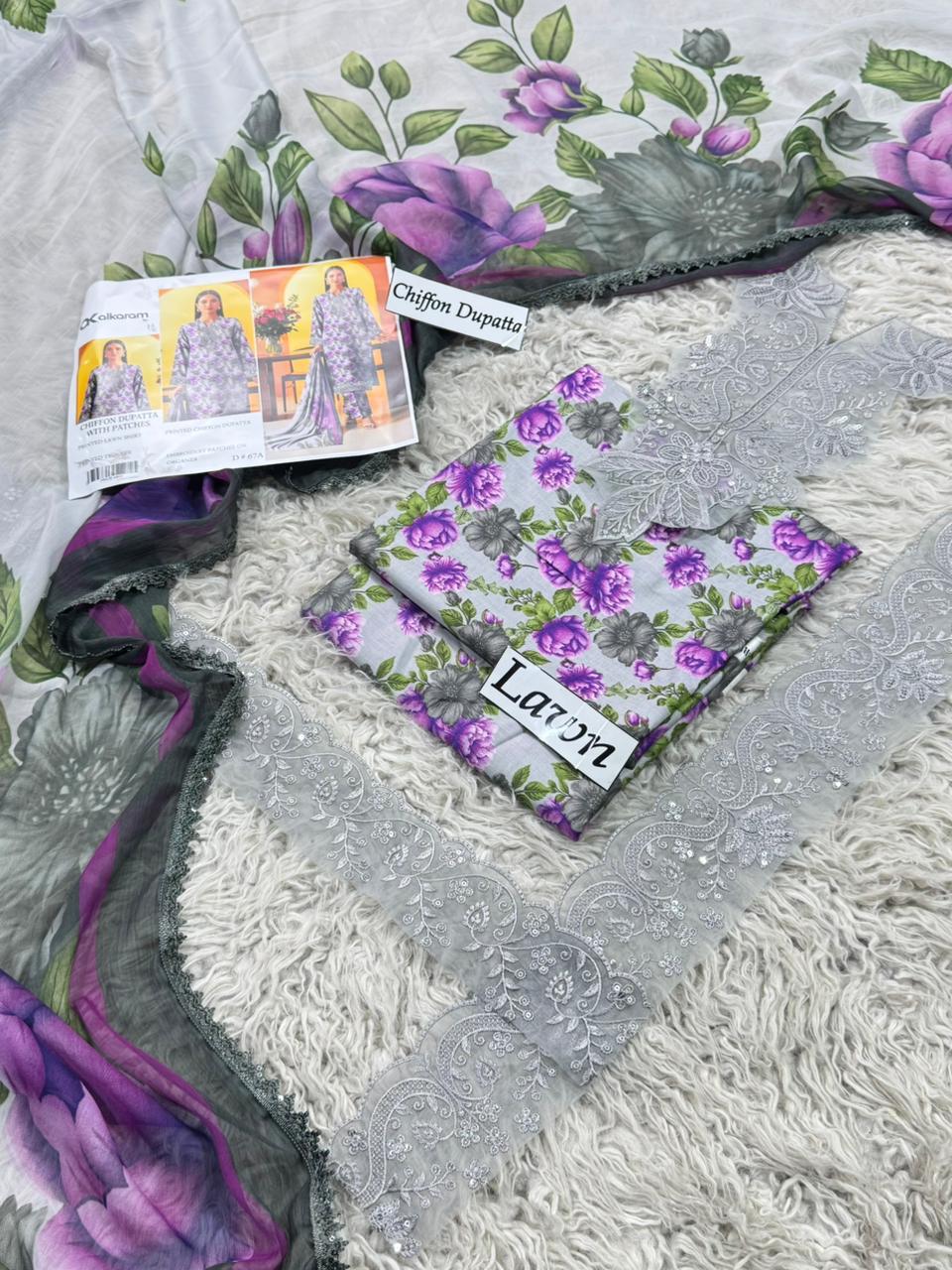 LAWN READY TO WEAR CHIFFON DUPATTA 3PC