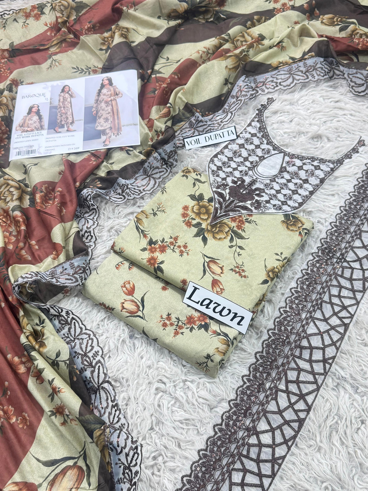 LAWN READY TO WEAR DUPATTA UNSTICH 3PC
