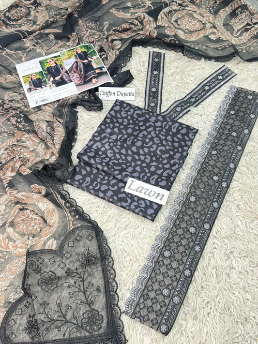 CHIFFON 4 Side Embroidered With 2 Corner Motif Dupatta.