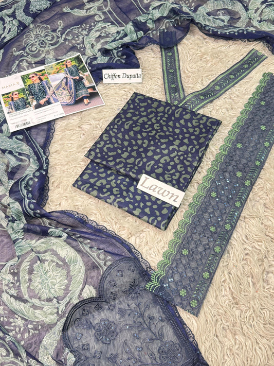 CHIFFON 4 Side Embroidered With 2 Corner Motif Dupatta.