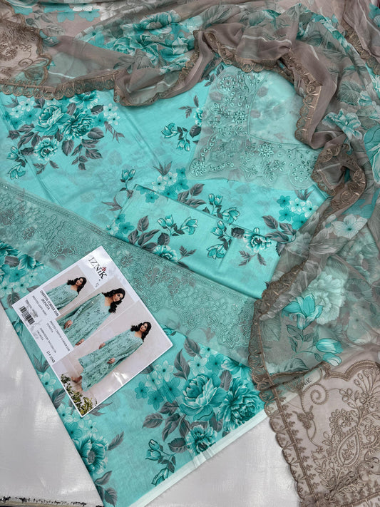 CHIFFON 4 Side Embroidered With 2 Corner Motif Dupatta.