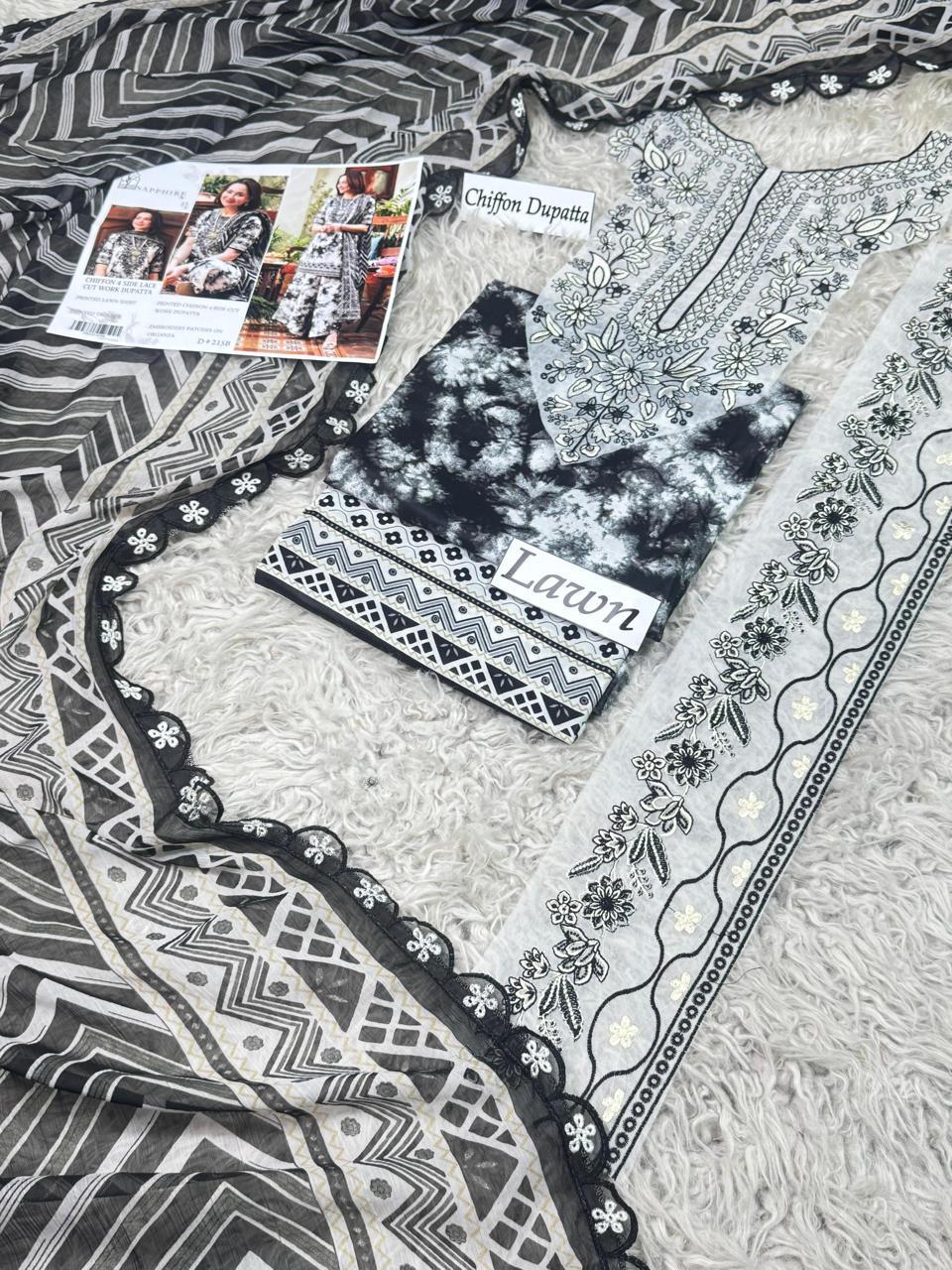 LAWN READY TO WEAR CHIFFON DUPATTA  3PC